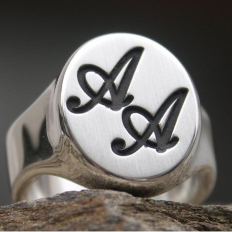 Bague chevalière en argent 925 personnalisée à vos initiales